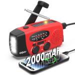 Esky Wind Up Radio, Survival Hand Crank Solar Radio AM/FM Emergency Weather Radio, 2000mAh Rechargeable USB Phone Charger, SOS Alarm, LED Bright Flashlight, for Household and Outdoor Camping, Hiking