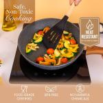 Kitchen Non Stick Cooking Utensils Set – Heat Resistant Silicone Utensils with Wooden Handle – Ladles, Spoons and Spatulas Set – Kitchen Tools & Accessories – 35pcs, Black – by Nuovva