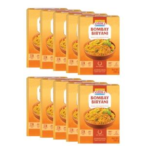 Ashoka Heat to Eat Bombay Biryani 280g x 10 | Ready to eat authentic India Biryani | Vibrant & Flavourful | 100% Vegetarian | No additives or preservatives | Kosher | Gluten-free