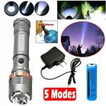 Tactical Rechargeable LED Flashlight Zoomable Torch