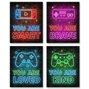 Neon Video Game Decor Set for Boys' Rooms