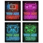 Neon Video Game Decor Set for Boys' Rooms