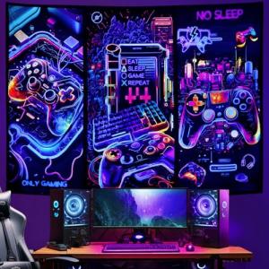 Cool Neon Game Controller Wall Tapestry