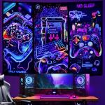 Cool Neon Game Controller Wall Tapestry