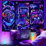 Cool Neon Game Controller Wall Tapestry