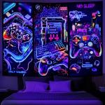 Cool Neon Game Controller Wall Tapestry