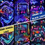 Cool Neon Game Controller Wall Tapestry