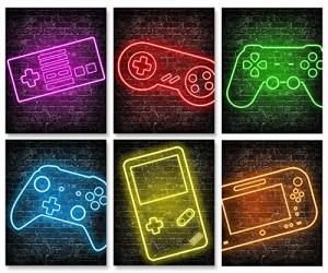 Neon Gamer Posters Set for Boys' Room Decor