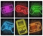 Neon Gamer Posters Set for Boys' Room Decor