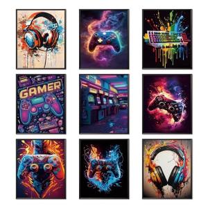 Retro Gamer Canvas Poster Set of 9