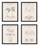 4-Piece Retro Gaming Blueprint Poster Set