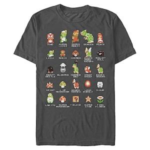 Nintendo Men's Charcoal Pixel Cast T-Shirt