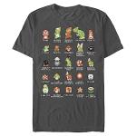 Nintendo Men's Charcoal Pixel Cast T-Shirt