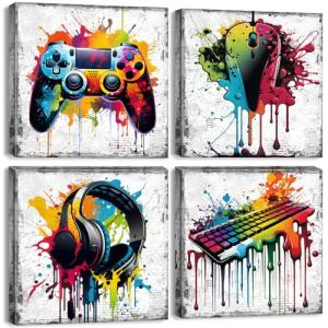 Cool Gamepad & Headphones Canvas Wall Art Set