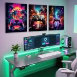 Retro Game Controller Wall Art Set of 3