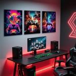 Retro Game Controller Wall Art Set of 3