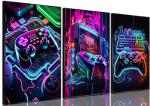 Neon Gamer Wall Art Posters Set of 3