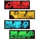 4pcs Neon Gaming Art Prints for Boys Room