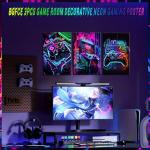 Neon Gamer Wall Art Posters Set of 3