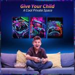 Neon Gamer Wall Art Posters Set of 3
