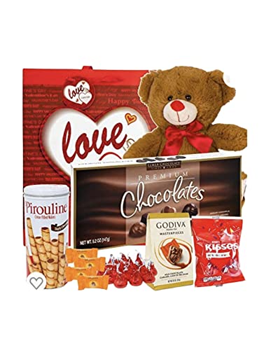 Valentine's Day Gift Basket with Teddy Bear and Chocolates