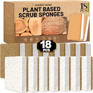 18 Pack of Plant-Based Biodegradable Dish Sponges