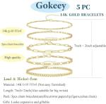 Trendy 14K Gold Plated Stackable Bracelets Set