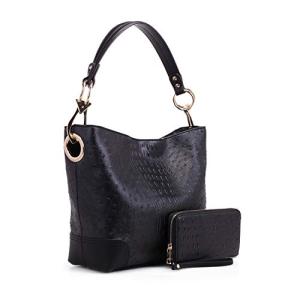 Black Designer Hobo Bag and Wristlet Set