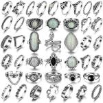 42-Piece Vintage Silver Knuckle Rings Set