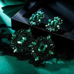 Art Deco Green Crystal Chandelier Earrings