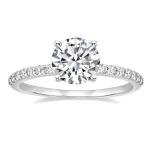 925 Sterling Silver Round Solitaire Halo Engagement Ring
