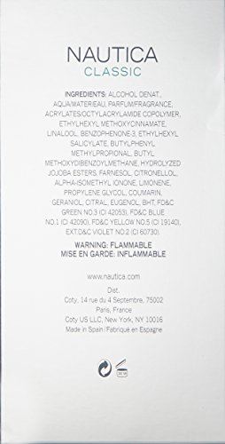 Nautica Classic Eau de Toilette for Men - Citrusy and Earthy Scent - Aromatic Notes of Bergamot, Jasmine, and Musk - Great for Everyday Wear - 3.4 Fl Oz