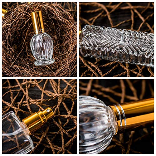 H&D HYALINE & DORA Vintage Glass Perfume Bottles Empty Refillable Sprayer Bottle Fine Mist Spray Bottles Set of 5