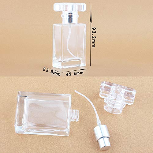 6 Pack 30ml / 1 Oz Transparent Refillable Perfume Bottle, Portable Square Empty Glass Perfume Atomizer Bottle with Spray Applicator 4 Free kinds of perfume dispenser(6 Pack 30ml / 1.01 oz. Transparent