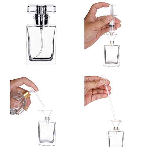 6 Pack 30ml / 1 Oz Transparent Refillable Perfume Bottle, Portable Square Empty Glass Perfume Atomizer Bottle with Spray Applicator 4 Free kinds of perfume dispenser(6 Pack 30ml / 1.01 oz. Transparent