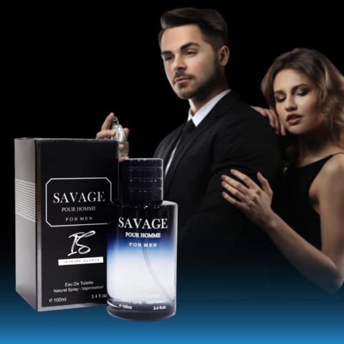 INSPIRE SCENTS IS Savage for Men - 3.4 Fl Oz Cologne for Men Masculine Scent + Travel Spray (Savage or Salvang) 35ml or Oil Roll 12ml for Daily Use Men's Cologne (Pack of 2)