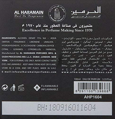 Al Haramain L´Aventure Eau De Parfum for Men, 3.33 oz