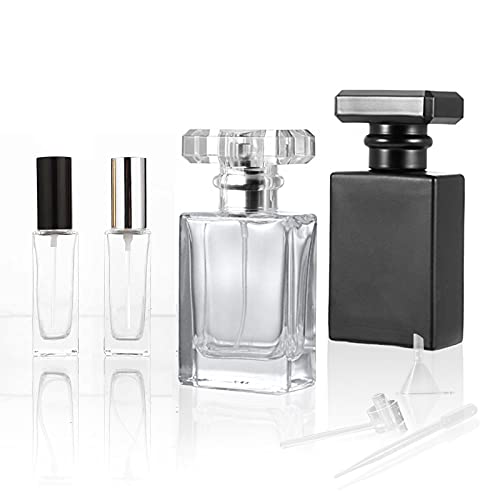 4-Pack Flint Glass Refillable Perfume Bottle (Transparent/Black)