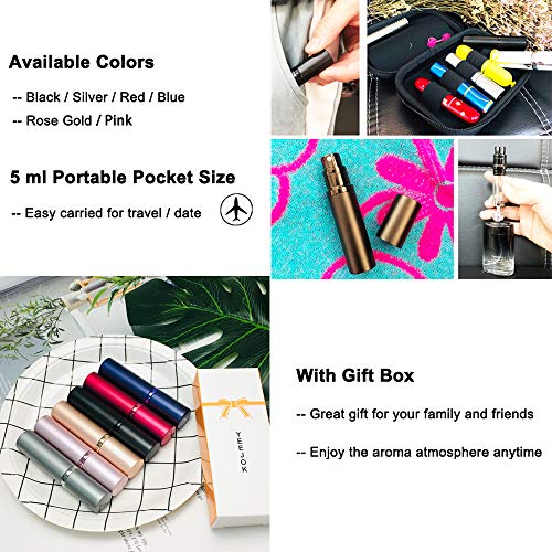 Refillable Perfume Bottle Atomizer for Travel, Yeejok Portable Easy Refillable Perfume Spray Pump Bottle for Men and Women with 5ml Pocket Size Perfume Container-Black