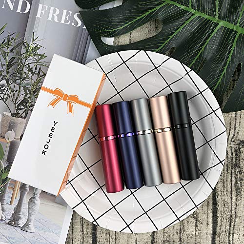 Refillable Perfume Bottle Atomizer for Travel, Yeejok Portable Easy Refillable Perfume Spray Pump Bottle for Men and Women with 5ml Pocket Size Perfume Container-Black