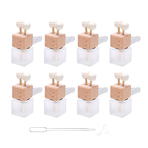 ConStore 8 Packs Car Air Freshener Diffuser Bottle With Vent Clip Frosted Glass Perfume Diffuser Bottle Car Vent Outlet Essential Oil Fragrance Scent Diffuser Bottles Auto Ornament Decoration