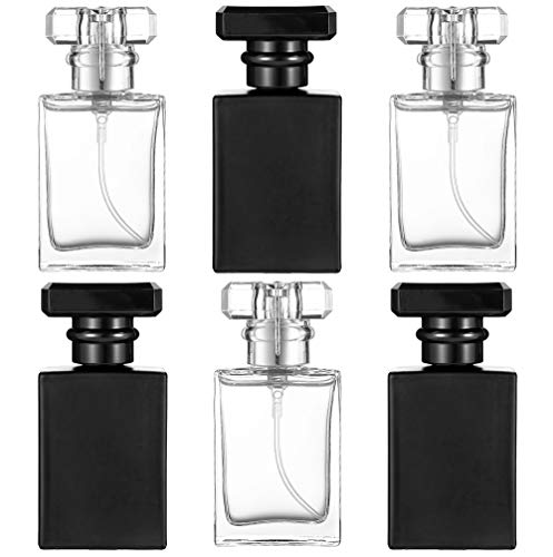 6 Pack 30ml Clear Black Perfume Atomizer Bottles