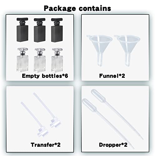 6 Pack 30ml Clear Black Perfume Atomizer Bottles