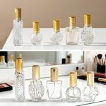 H&D HYALINE & DORA Vintage Glass Perfume Bottles Empty Refillable Sprayer Bottle Fine Mist Spray Bottles Set of 5