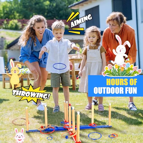Large Wooden Ring Toss Game for Kids 3-12