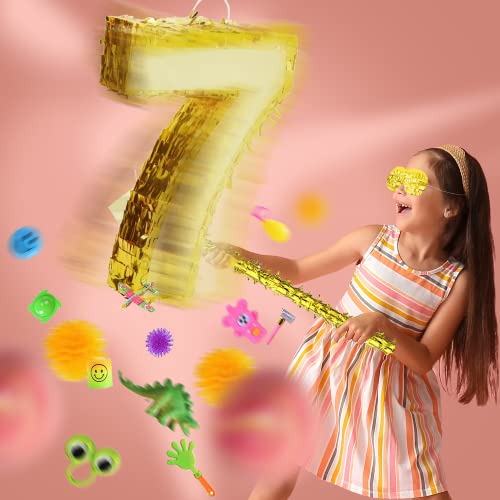 Gold Foil Number 7 Pinata with Party Favors