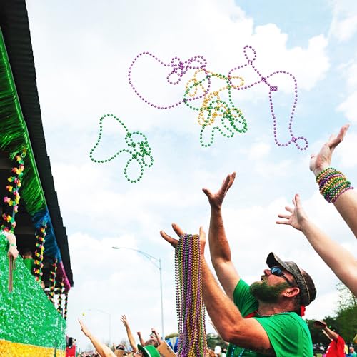 50PCS Mardi Gras Beads Necklaces - Green, Purple, Gold