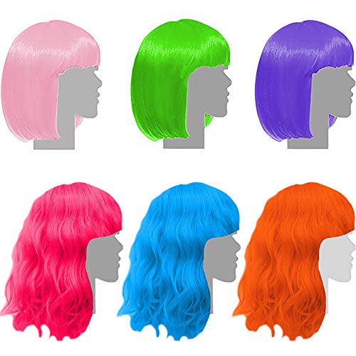 Mardi Gras Neon Colorful Party Wig Pack