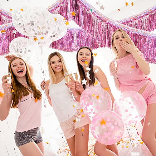 Pink Glitter Fringe Garland for Party Decorations, 2 Pack