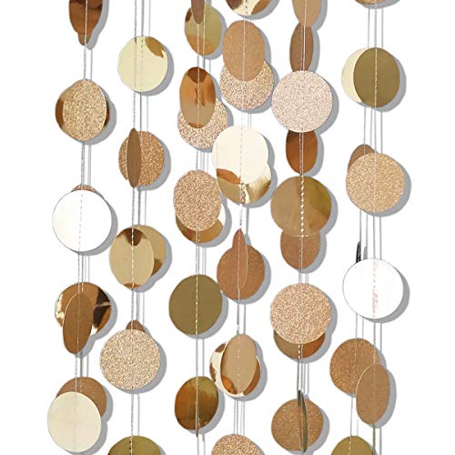 Glitter Champagne Gold Circle Dots Garland Party Decorations